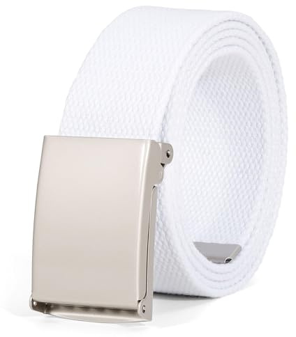 JasGood Unisesx Webgürtel Herren Damen Leinwand Arbeitsgürtel,White,120cm