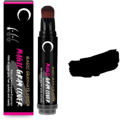 Autmor Lápiz de tinte para el cabello negro y marrón, para hombres y mujeres, cobertura instantánea de color de larga duración, absorción rápida del color (Negro)