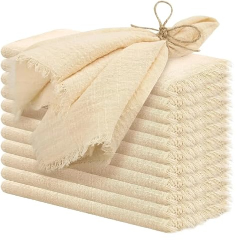 Stoffservietten 50 stücke 32x32cm Gaze Baumwolle ServietteReusable Tee Handtuch Hochzeit Party Tisch Dekor(50pcs beige)