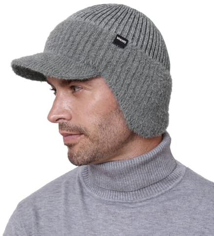 Wmcaps Ultrawarme Wintermütze mit Schirm und Ohrenklappen für Herren | Weiches Fleece-Futter, wetterfest, bequeme Passform, für Outdoor-Arbeiten, Wandern und alltägliche Aktivitäten