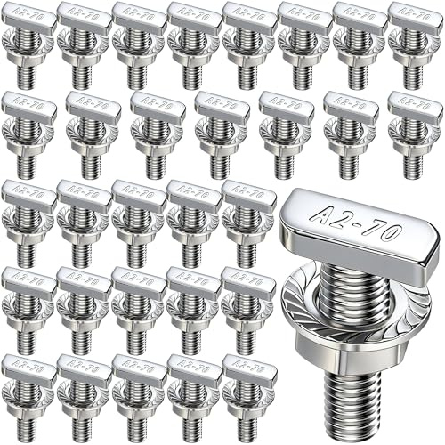 30 tornillos de cabeza de martillo M10 x 25 mm, acero inoxidable A2-70, tornillos M10 con tuercas dentadas de bloqueo y tuercas de brida para rieles de montaje fotovoltaicos solares (30 unidades M10