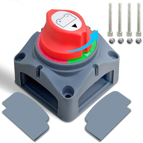 Yonality coupe circuit batterie 12v 24v, réglable 180 degrés étanche interrupteur à lame disjoncteur de batterie, pour bateaux, motos, yachts, voitures, véhicules automobiles, marine et caravanes
