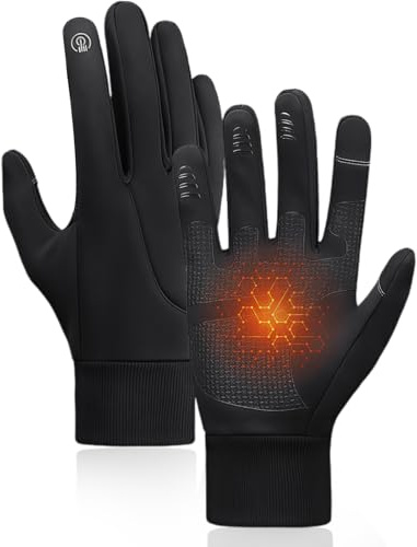 Favelable Guanti Termici Per Touchscreen, guanti antiscivolo da ciclismo da uomo e donna, Guanti Invernali termici, Antivento impermeabile, Per Ciclismo, Corsa, Sci, Escursionismo, XL