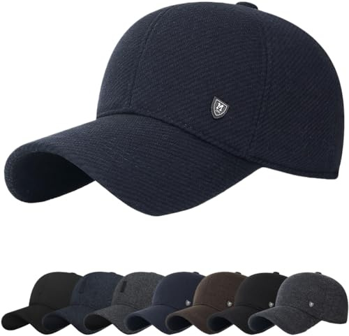 Cozyan Berretto da Baseball Invernale Uomo con Paraorecchie con Fodera Cappellino da Baseball Classic Unisex Cappello da Sole in Velluto a Coste Regolabile con Visiera