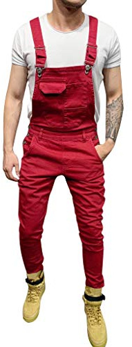 Arbeitshose für Herren, Latzhose und Hosenträgerhose für Herren, weite Arbeitslatzhose, verstellbare Träger, stilvoll, modisch, leger, mit Taschen, bequeme Arbeitskleidung