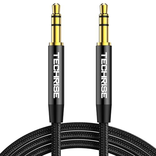 TechRise AUX Kabel 3,5mm Klinkenkabel mit Nylon Geflecht (1m) | Audio kabel mit 24K vergoldeten, für Kopfhörer, Autoradio, Handy, PC, Tablet, Lautsprecher, HiFi, MP3/MP4 Player usw