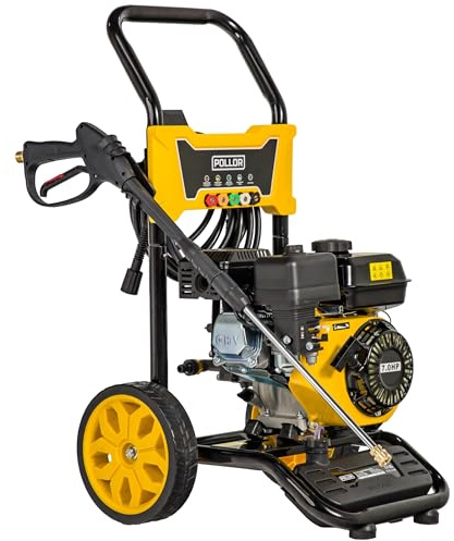 POLLOR Nettoyeur haute pression à essence 7HP 3950 PSI 5 buses Jet Wash Moteur 210 cc