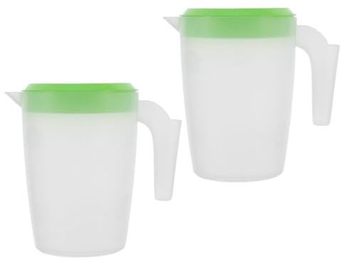 SUPVOX Brocca d'Acqua in Plastica 1 Litro, Set 2 Pezzi con Coperchio Antigoccia, per Bar e Ristoranti, Contenitore per Tè e Succhi Riutilizzabile