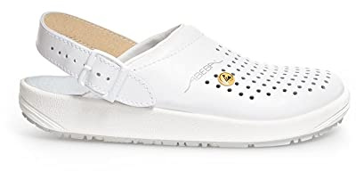 ABEBA 5300 OB ESD Professional Clog, semelle en caoutchouc antidérapante, blanc, taille 40
