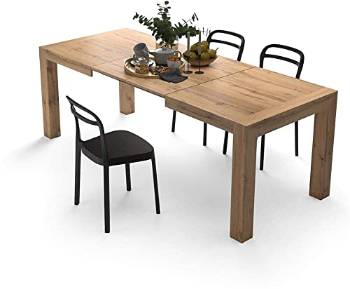 Mobili Fiver, Moderner Ausziehtisch Iacopo, 140(220) x90 cm, Eiche Rustikal, Made in Italy