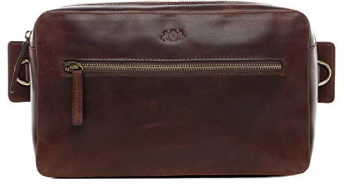 SID & VAIN große Hüfttasche echt Leder - Body Bag Oscar groß - Festival Tasche mit Schultergurt - Ledertasche Herren und Damen braun handgefertigt