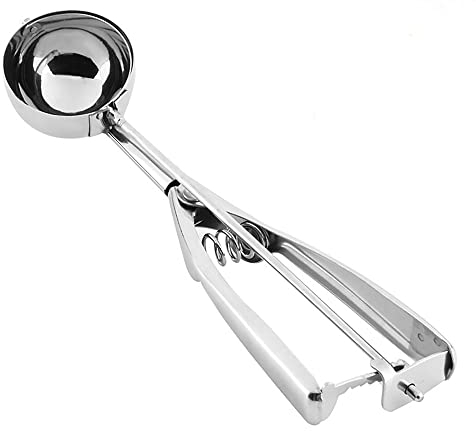 Ice Cream Spoons 1x 4/5/6cm Ice Cream Spoon Stainless Steel Spring Handle Masher Cookie Scoop for Fruit, Ice Cream, Mashed Food, Baking Spoon Scoopers (1 PCS, 6cm)