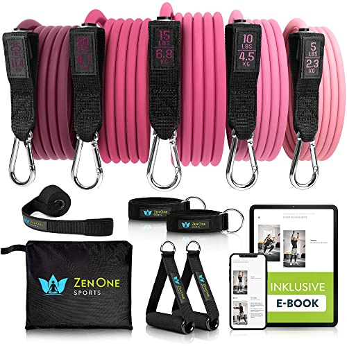 ZenOne Sports® Resistance Bands Set I Robuste Fitnessbänder in 5 Stärken I Widerstandsbänder für Krafttraining - Zuhause & Unterwegs I Trainingsbänder, Fitness-Bänder, Gummibänder Sport