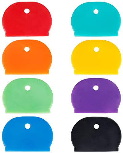 Uniclife 16 PCS 1.3 Inch Large Key Caps Covers Key Identifiers Markers Protectors for Large Thin Flat Key Heads (Not Suitable for Smaller or Standard Keys), 8 Assorted Colors