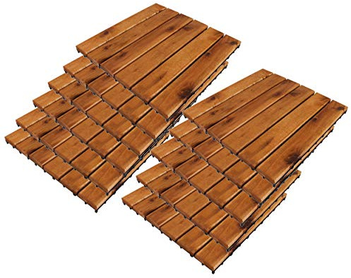 LEX 11 Stück 30 x 30 cm Akazienfliese für 0,99 qm Fläche Holz-Terassenfliese Balkonfliese