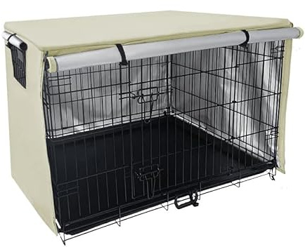 Hundekäfig-Abdeckung, langlebig, Winddicht und staubdicht, für drinnen und draußen, Abdeckung für Hundekäfige, Haustierzubehör, passend für die meisten Hundekäfige (Beige, 94 x 61 x 64 cm)