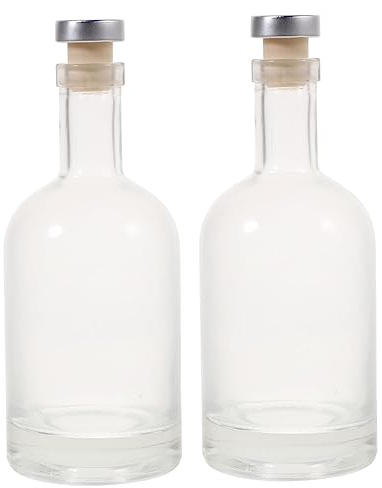 2 Unidades Decantador de Licor Botella de Vidrio Nórdico Decantador de Botella de Vidrio con Tapón Hermético para Whisky Jarabe Borbón Enjuague Bucal Jugo Bebidas de Agua 500Ml