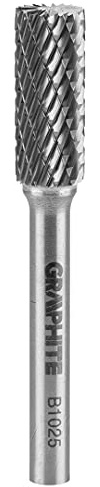 HM-Frässtift, zylindrisch mit Klingen oben, Form B, HM-Schneidwerkzeug, Ø 10 mm, Kopflänge 25 mm, Stift- Ø 6 mm, Stiftlänge 45 mm, Karbidfräser für Geradschleifer