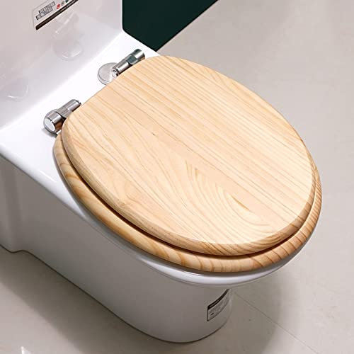 MANY Siège De Toilette en Bois Couvercle De Toilette Ovale Abattant WC avec Reducteur Integre Declipsable Lunette De Toilette Dégagement Rapide (Color : Solid Wood Color)