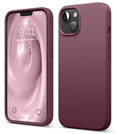 elago Silikon Hülle für iPhone 13 | Premium-Silikon, kratzfest, Rundumschutz, weiches Mikrofaserfutter (Weinrot)