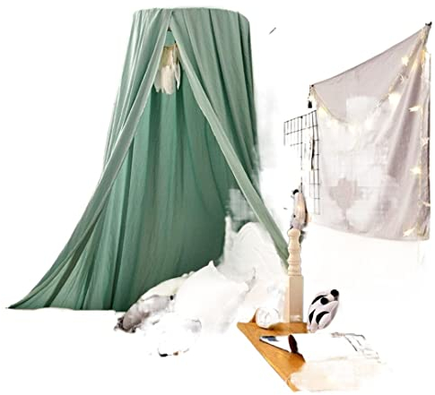 Betthimmel, Baumwolle, Moskitonetz, Moskitonetz, Schlafzimmer, Grün, runder Kuppel-Baldachin, weich und bequem, Moskitonetz mit Traumfänger, nordischer minimalistischer Stil, Kinderzelt-Bettvorhang