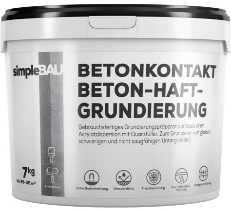 simpleBAU Betonkontakt Grundierung 7 kg – Gebrauchsfertige Haftgrundierung auf Quarzsandbasis für Beton, Fliesen & glatte Oberflächen – Innen & Außen, Wasserfest, Frostbeständig & Stark Haftend