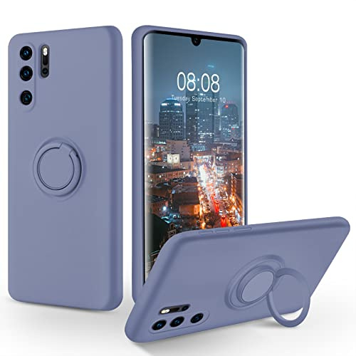 SouliGo Huawei P30 Pro Hülle, Huawei P30 Pro Handyhülle Silikon Gel Slim Case Cover mit 360 Grad Ring Halter Ständer stabil Kratzfest Hülle für Huawei P30 Pro/Huawei P30 Pro New Edition Lavendelgrau