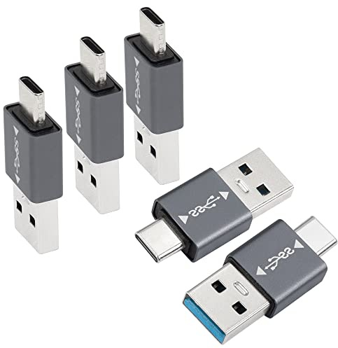 QIANRENON 5 Stücke USB 3.1 Auf C Stecker Adapter, 10 Gbps OTG Datensynchronisation Schnelles Aufladen, Für Smartphone Laptop Tablet Powerbank