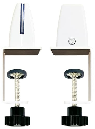 Jhanw Bürotrennwandklemmen für 1/8 bis 1 Paneel, verstellbare Aluminium-Tischteilerklemmen, weiße Klemmen für Acryl-Plexiglasplatten, Klemmen für Schreibtisch-Privatsphäre-Panel 2 Stück.