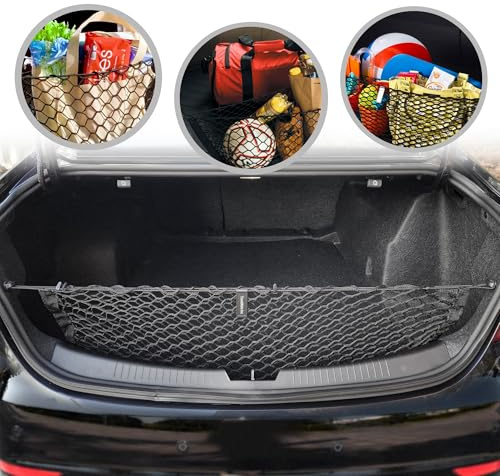 Envelope Style Automotive Elastic Trunk Mesh Cargo Net for Chevrolet Malibu 2019-2026 - Premium Trunk Organizer and Storage - Luggage Net for Sedan - Best Car Organizer for Chevrolet Malibu