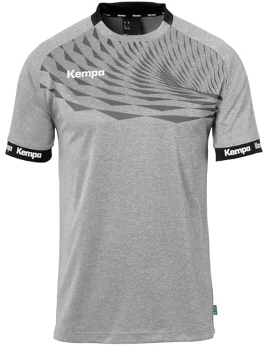 Kempa Wave 26 Shirt Tee Shirt t-Shirt de Sport à Manches Courtes Vetement Fonctionnel Handball Gym Jogging Running Maillot Homme , Gris Foncé Chiné/Anthra, XXL