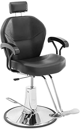 Silla de peluquería Physa Ilford Black con reposacabezas y reposapiés en T, 52-64 cm, 150 kg, inclinable, color negro