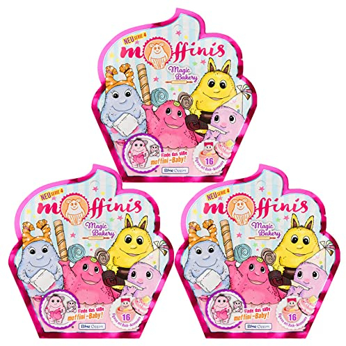 Generisch Blue Ocean Moffinis Figur Sammelfigur Serie 4 - Magic Bakery - Moffini Muffin Monster - 3 Tüten