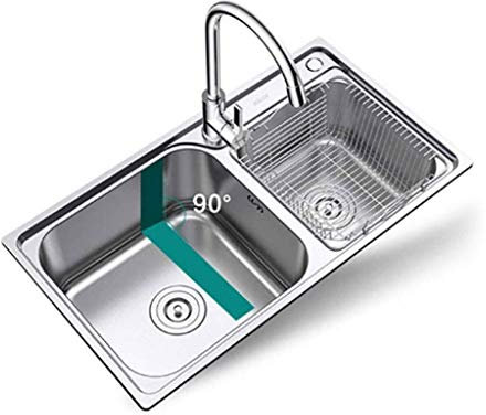 HADWAO Évier N/A, évier de cuisine à double lavabo suspendu en acier inoxydable avec robinet multifonction à tirer