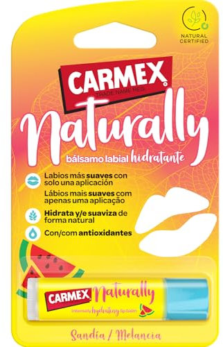Carmex Bálsamo Labial, Naturally Sandía, 4,25g. Hidrata, suaviza y calma de forma natural.