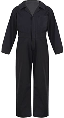 Alvivi Mono Una Pieza de Trabajo para Niños Moda Overol de Mecánico Sólido con Cremallera y Solapa Traje de Aviador Conductor de Coche Disfraz Infantil 5-16 Años Negro 15-16 años