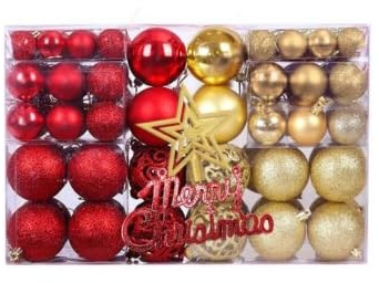 102-teiliges Weihnachtskugel-Set – Rote & Goldene Weihnachtsbaum-Ornamente | Bruchsichere hängende Kugeln in mehreren Größen | Glitzernde, matte & glänzende Dekorationen | Baumdekoration für Zuhause