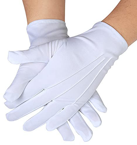 Mingchengheng 3 Paar Weiße Handschuhe, Weiße Etikettenhandschuhe, Nylonhandschuhe, Anzughandschuhe, Accessoires Für Abendgarderobe, Cosplay, Schmuckinspektion