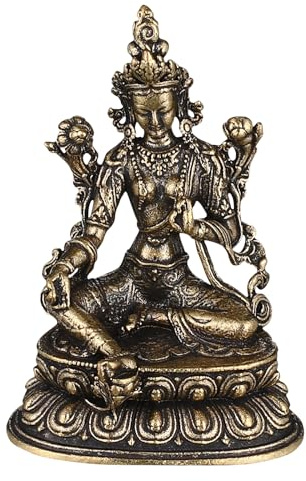 TOVINANNA Grüne Tara Buddha Statue Aus Messing 1.97X1.38X0.79In Kleine Buddhistische Figur Mit Segensbedeutung Für Tempel Wohnkultur Und Meditation