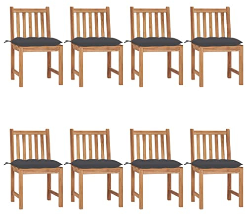 WHOPBXGAD klappstuhl bis,klappsessel,Camping Stuhl,rattansessel,Gartenstühle 8 STK. mit Kissen Massivholz Teakstapelstuhl,klappstuhl Holz,campingstuhl mit Tisch,gartenstuhl,Sun Garden,