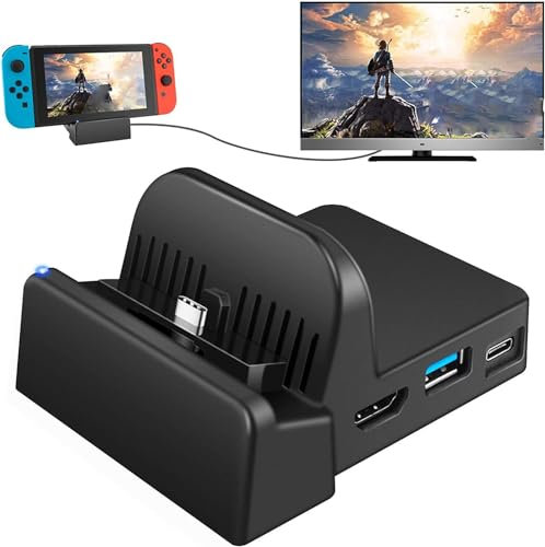 Docking station TV for Switch, Dock di ricarica for Switch Set dock for caricabatterie adattatore TV 4K, con porta USB 3.0 aggiuntiva, Dock di ricarica sostitutivo for Switch/131