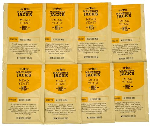 8x Honigwein Hefe Set- 10g/17L - Mangrove Jack's - Trocken Methefe - | Metwein | Weinhefe | Hefe Weißwein und Rotwein