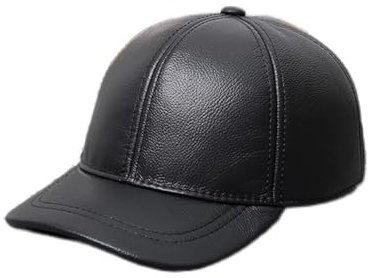 Lederhüte für Herren und Damen Männer Echtes Leder Hut Herbst Winter Herren Rindsleder Baseballmütze Männlich Outdoor Sunshade Leder Baseballkappe Einstellbar Warmes und süßes Geschenk ( Color : Noir