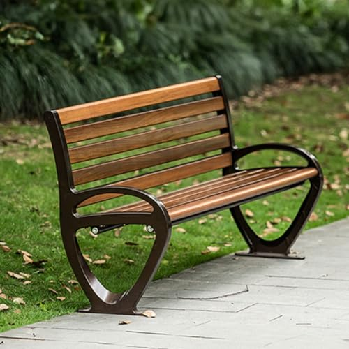 Gartenbank Sitzbank im Freien, Wetterfest Holzbank Bank mit 2-Personen-Parkstil Sitzauflagen mit Allwetter-HDPE, 500 kg. Gewichtskapazität Veranda Bank mit Rücken und Armlehnen ( Size : 150cm/59in )