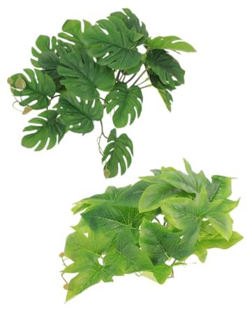 BESPORTBLE 2st Amphibienpflanzendekoration Chamäleon-Schlange-Monstera-blätter Pflanzen Für Reptilienterrarium Gefälschte Reptilienpflanzen Terrarium-dekor Hängende Haushalt Plastik Haustier