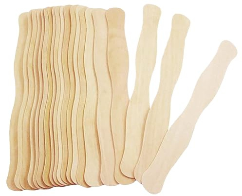 JIHUOO 50 bastoncini in legno ondulati da 20 cm, grandi bastoncini di cera, ghiaccioli, gelato, bastoncini larghi per miscelare la vernice, per progetti artistici