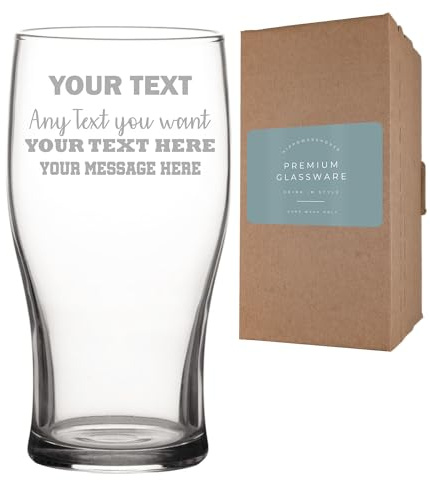 Hippowarehouse Personalised Engraved Pint Glass Your Text Tulip Father’s Day Gift Message Thoughtful Gift for Him Custom