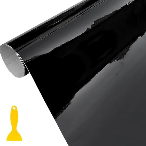 Wellzenith Carbon Folie,150 * 30cm Selbstklebend Autofolie aus Vinyl,Carbon Folie Vinylfolie (Schwarz glänzend)