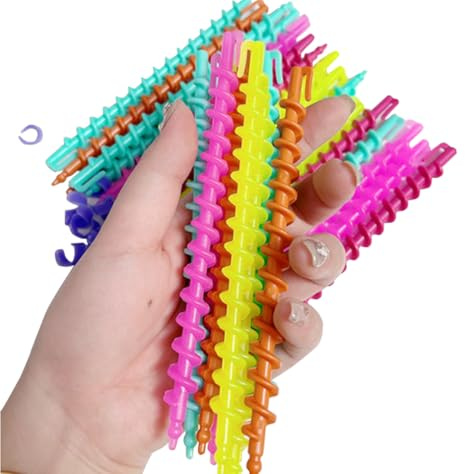 26Pcs 15cm/6.3Inch Multi-Color Plastic Spiral Hair Perm Rod Barber Hairdressing Styling Curling Perm Rod Hair Rollers Salon Tools for Women Girls(Random Color)