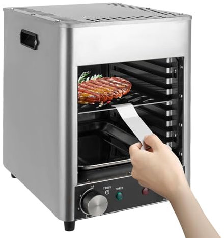 Griglia Elettrica Per Bistecche, Forno Per Bistecche Senza Fumo In Acciaio Inossidabile a 10 Livelli Con Timer, Temperatura Regolabile 200-800℃, Forno Multifunzionale Commerciale Per Bistecche, Pizza